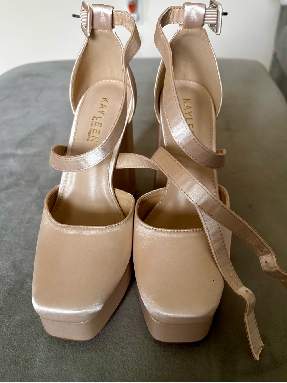 Nude Platform Ankle-Strap Heels